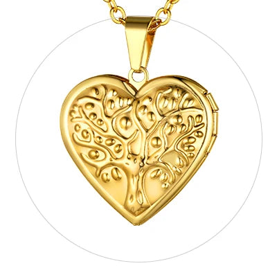 Custom Photo Heart Locket Necklace - Rose Embossed Memorial Jewelry
