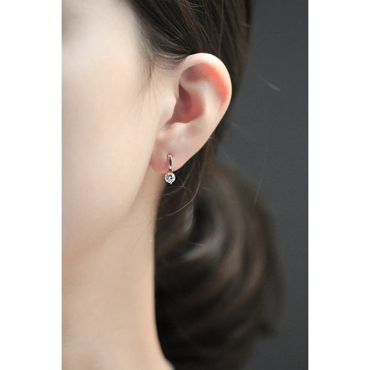 Silver Needle Cubic Zirconia Stud Earrings