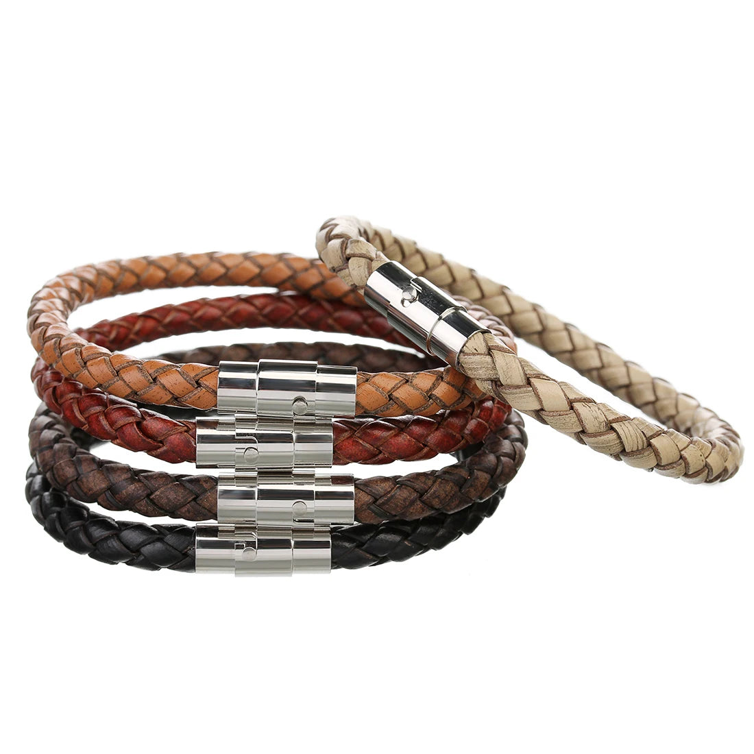 Stainless Steel Genuine Leather Bracelet
