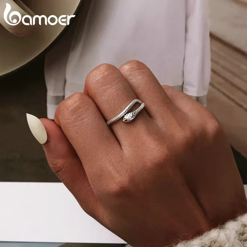 925 Sterling Silver Snake Adjustable Ring