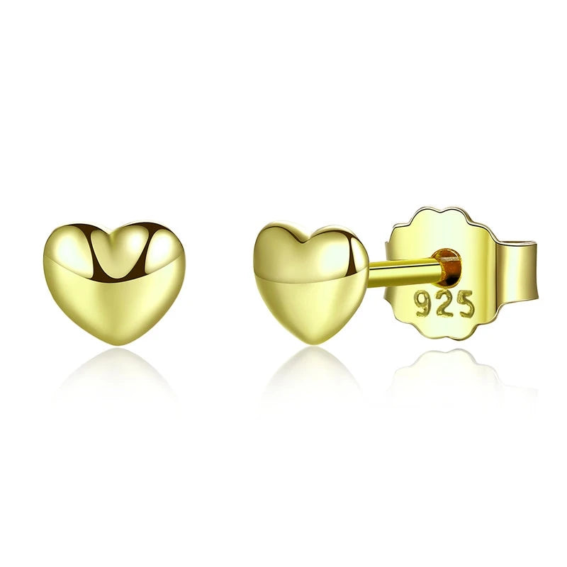 925 Sterling Silver Petite Heart Stud Earrings