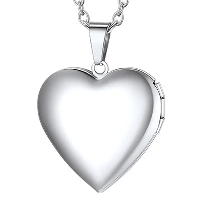 Custom Photo Heart Locket Necklace - Rose Embossed Memorial Jewelry