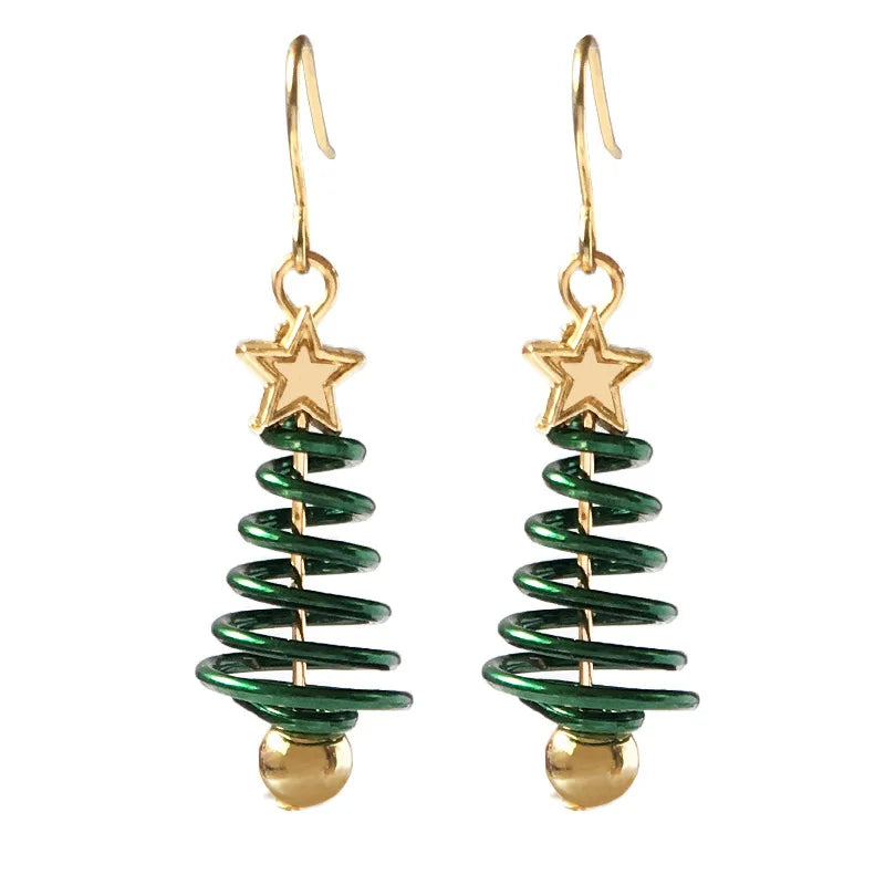 Rotating Christmas Tree Star Earrings