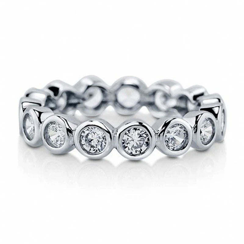 925 Sterling Silver Emerald Cut Eternity Ring