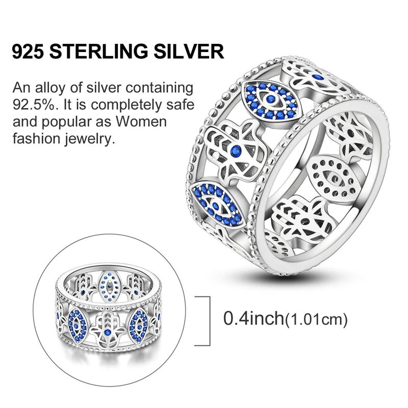Blue Zircon Star & Moon Ring - 925 Sterling Silver Design