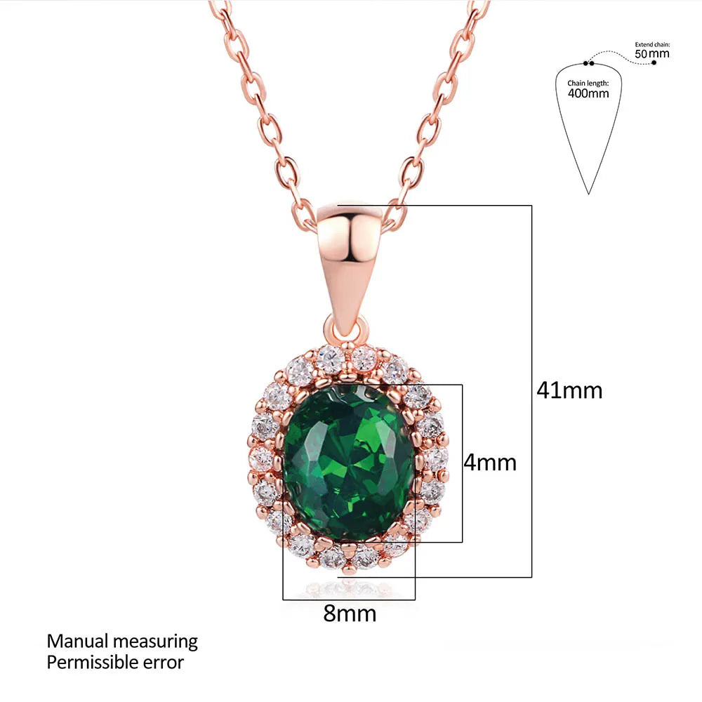 Rose Gold Green Crystal Pendant Necklace - Elegant Occasion Jewelry
