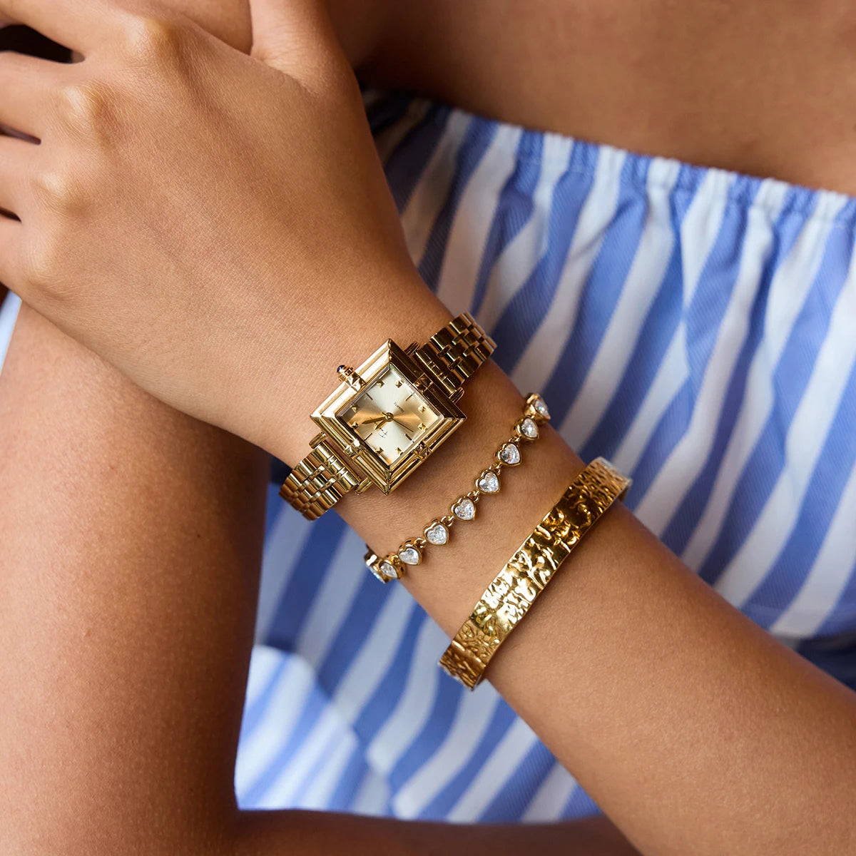 Stainless Steel Geometric Heart Cuff Bracelet