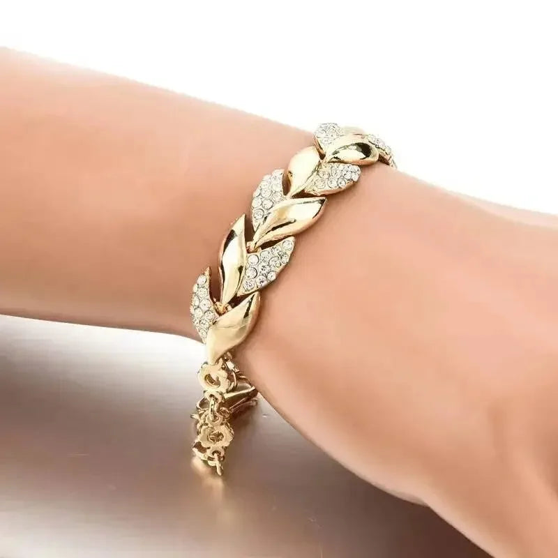 Crystal Braided Feather Charm Bracelet