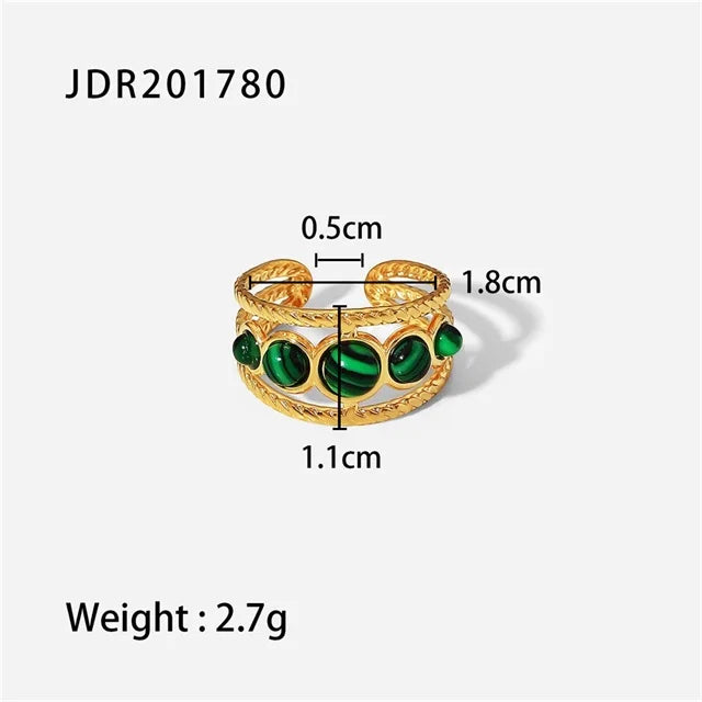 Waterproof Natural Stone Stainless Steel Ring