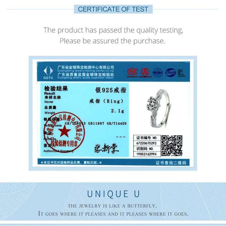 925 Sterling Silver Romantic Heart Zircon Ring