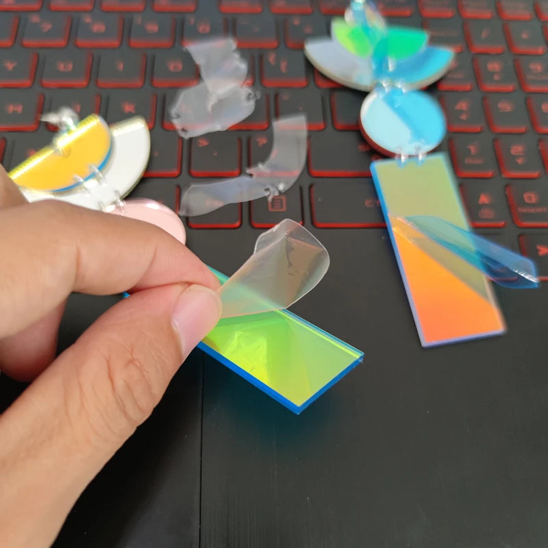 Iridescent Geometric Acrylic Dangle Earrings