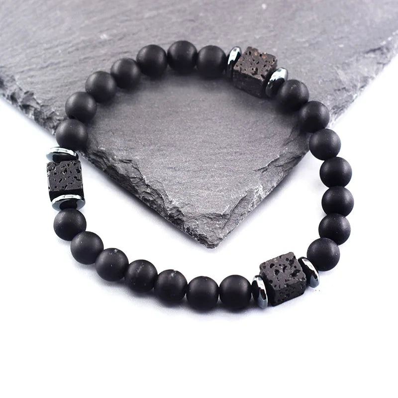 Volcanic Lava Stone Chain Bracelet