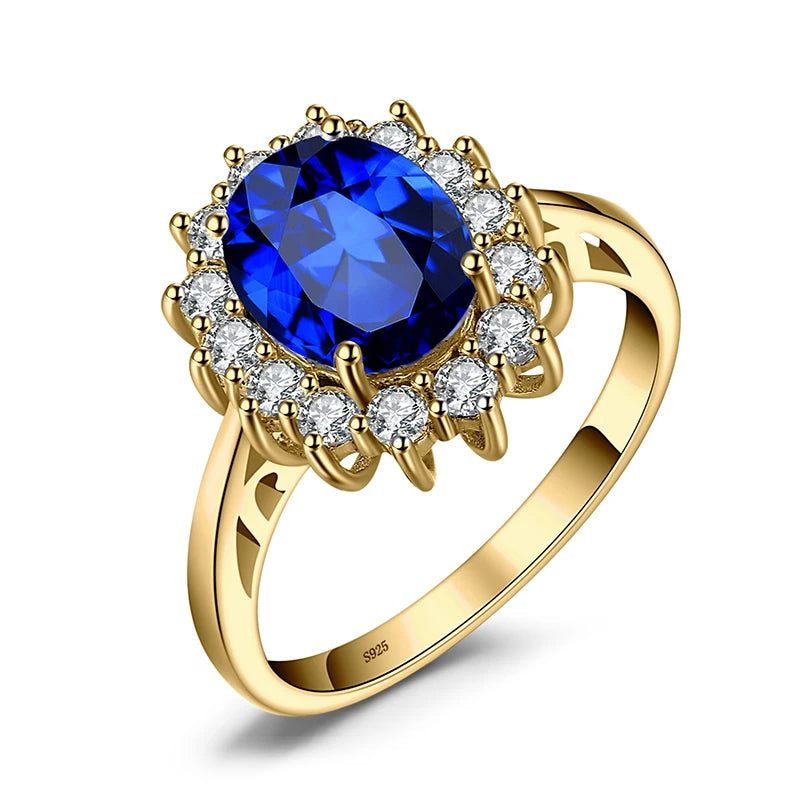 925 Sterling Silver Princess Diana Sapphire Ring