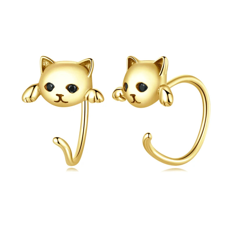925 Sterling Silver Cat Tail Stud Earrings
