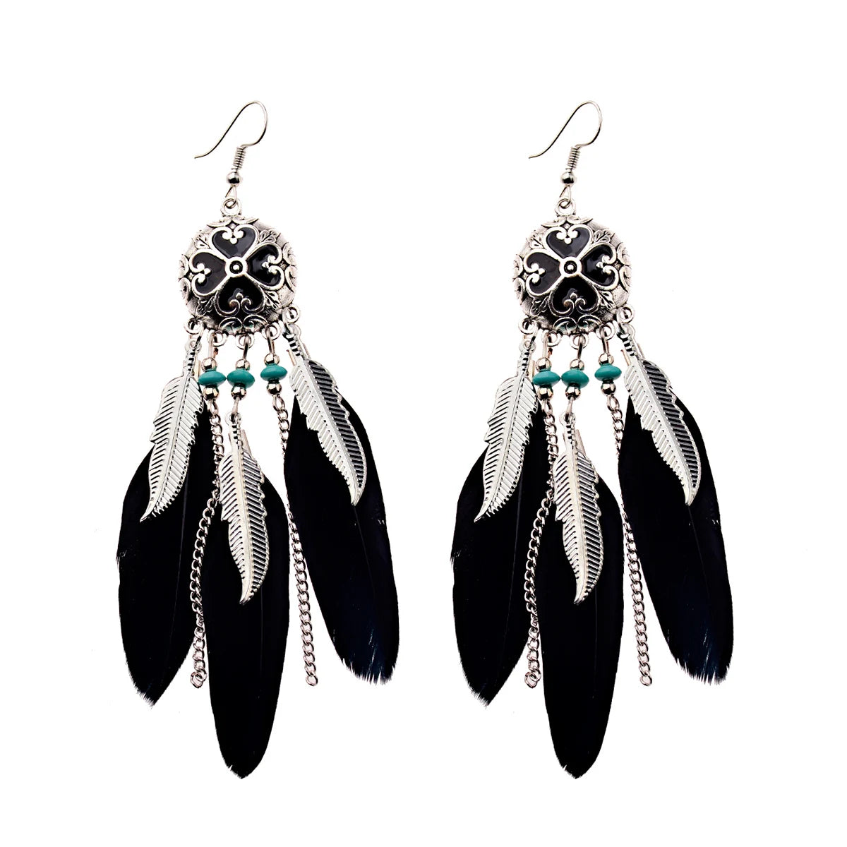Boho Dream Catcher Feather Tassel Earrings