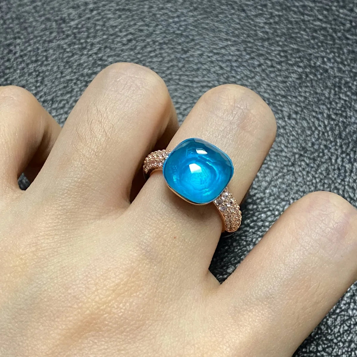 12.6mm Pink Crystal Candy Ring