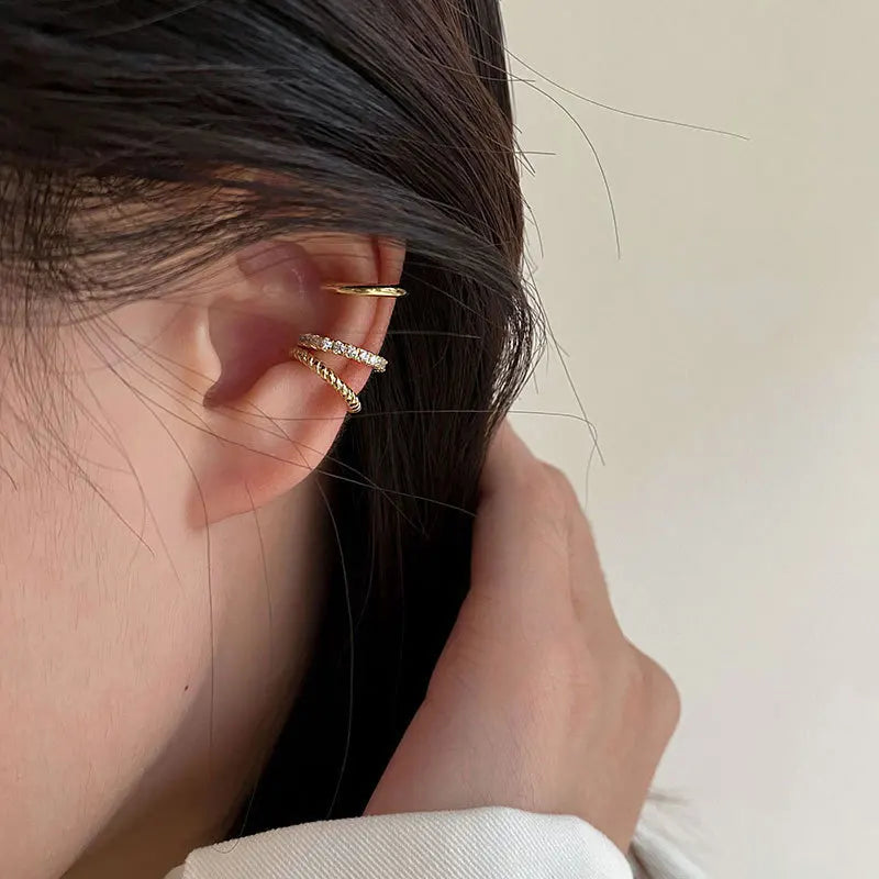 4-Piece Gold-tone Butterfly Ear Cuff Earrings Set