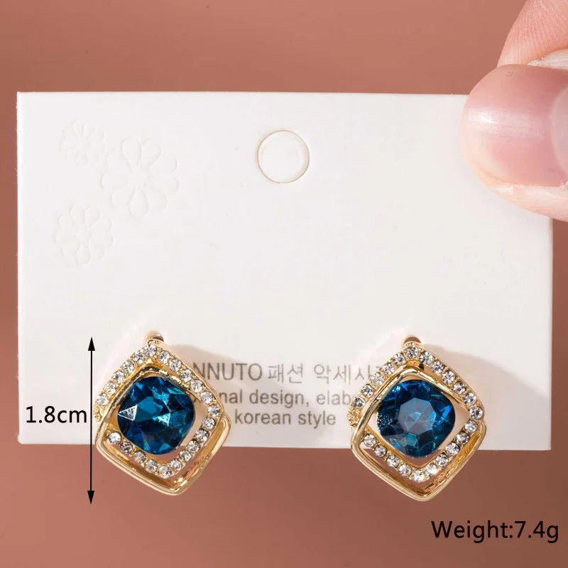 Blue Geometric Butterfly Dangle Earrings