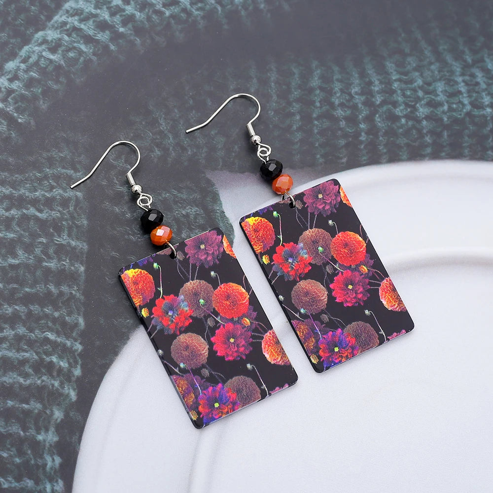 Acrylic White Flower Statement Earrings