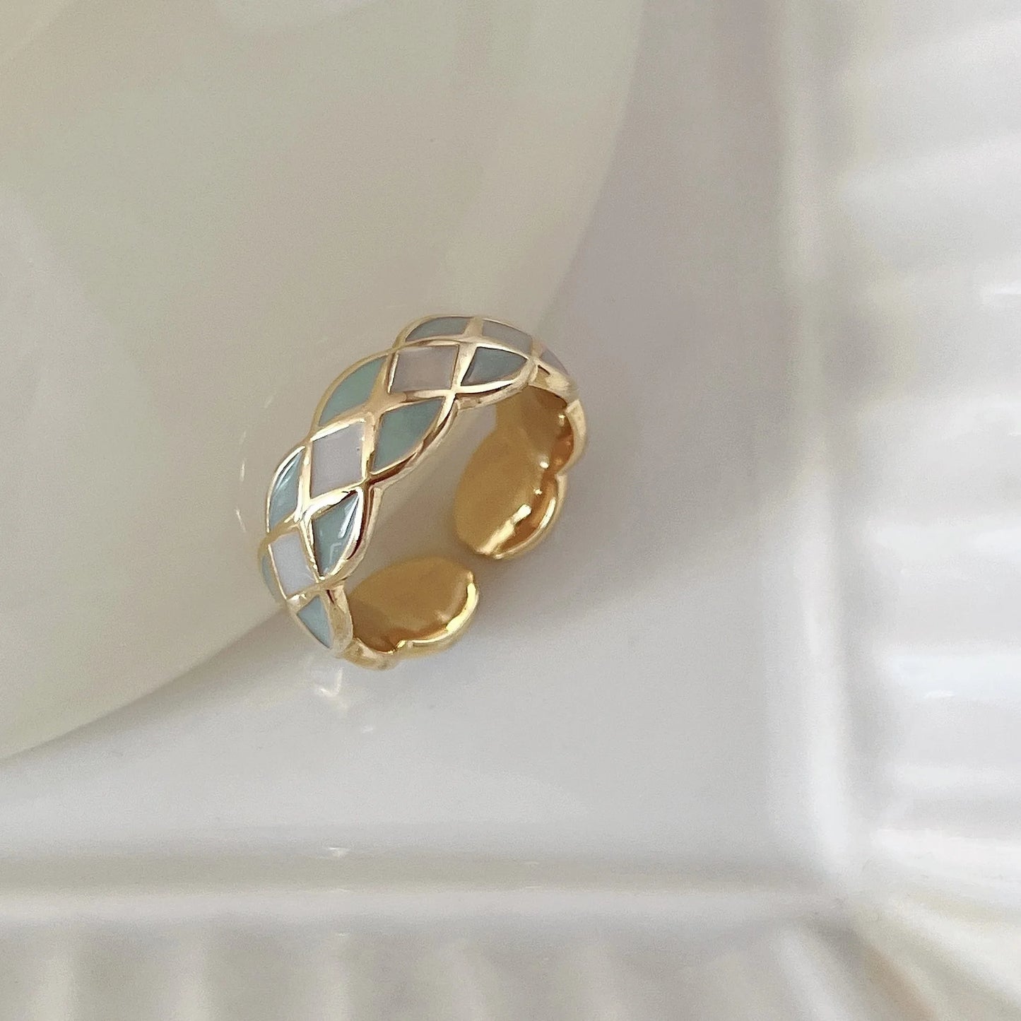 Colorful Drip Glaze Geometric Open Ring