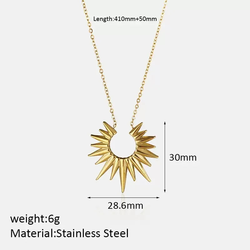 French Vintage Star & Moon Pendant Necklace - 316L Stainless Steel Chain