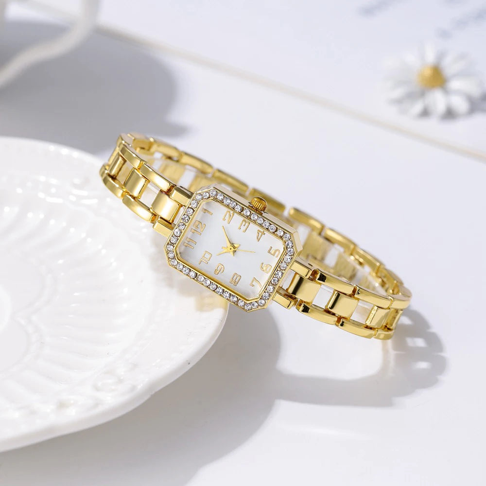 Stainless Steel Diamond Dial Quartz Watch