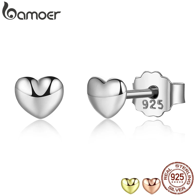 925 Sterling Silver Petite Heart Stud Earrings