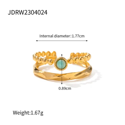 Waterproof Natural Stone Stainless Steel Ring