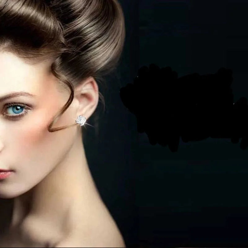 925 Sterling Silver Crystal Knot Flower Stud Earrings