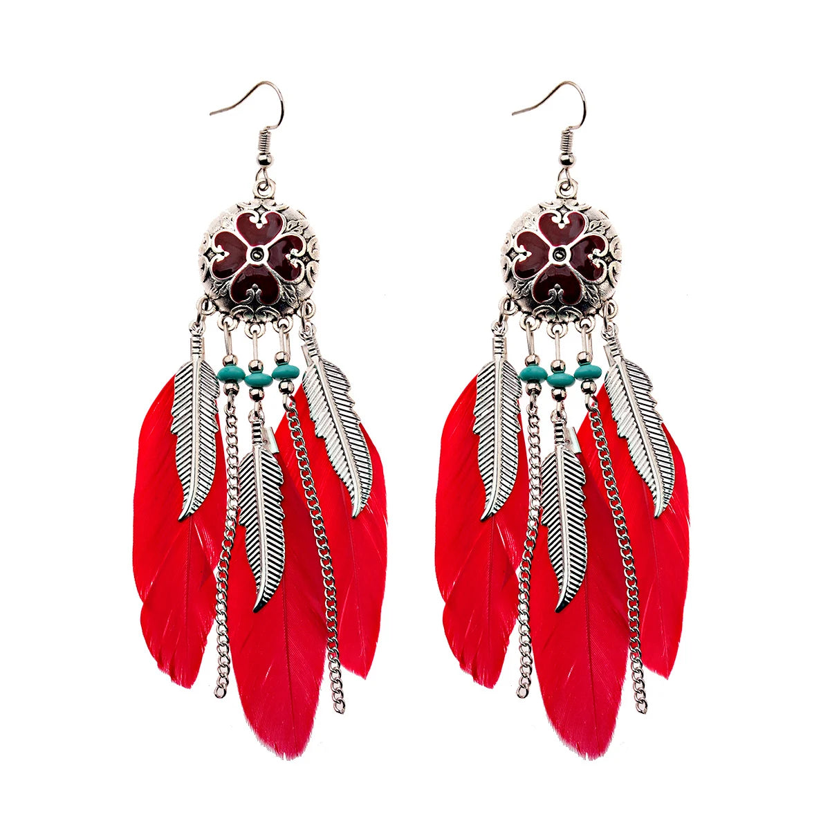 Boho Dream Catcher Feather Tassel Earrings