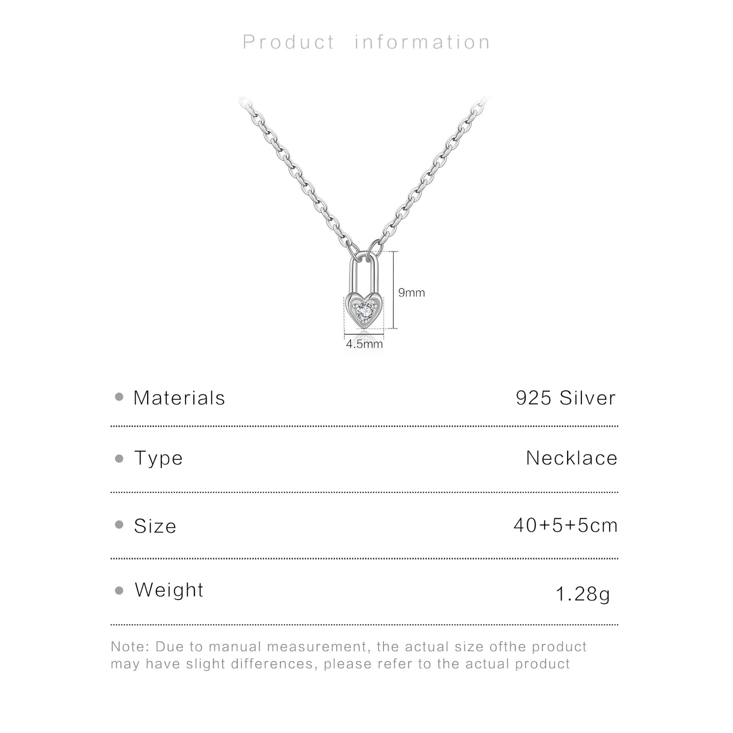 ANDYWEN 925 Sterling Silver Heart Padlock Necklace - Key Charm Choker