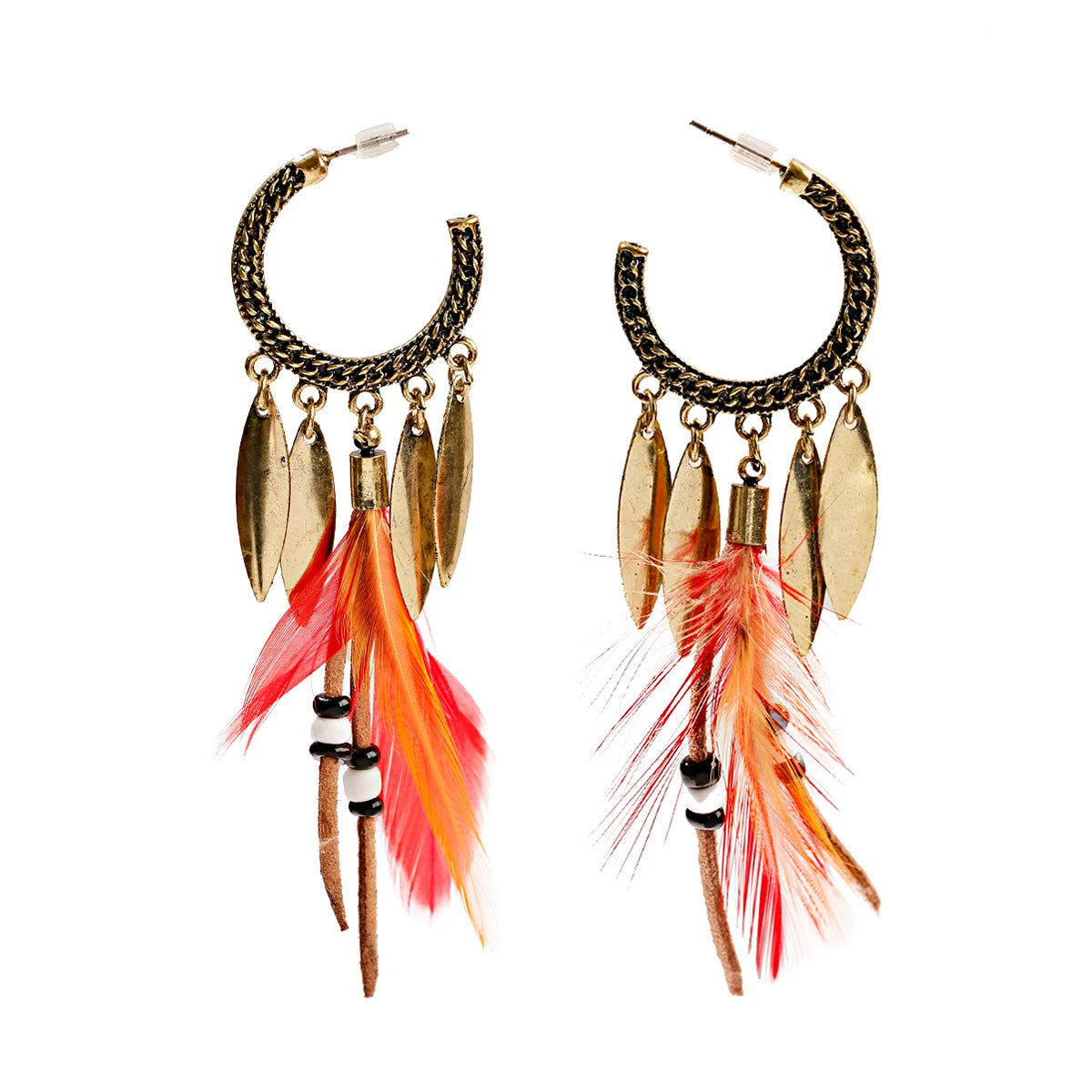Boho Dream Catcher Feather Tassel Earrings