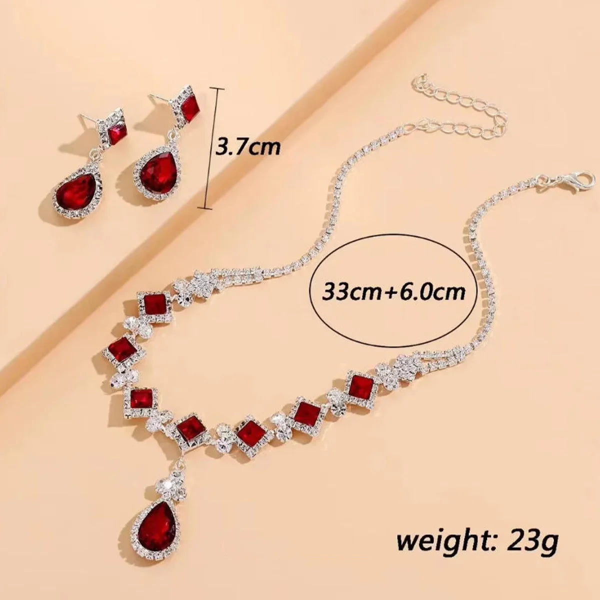 3-Piece Geometric Droplet Jewelry Set - Necklace & Earrings
