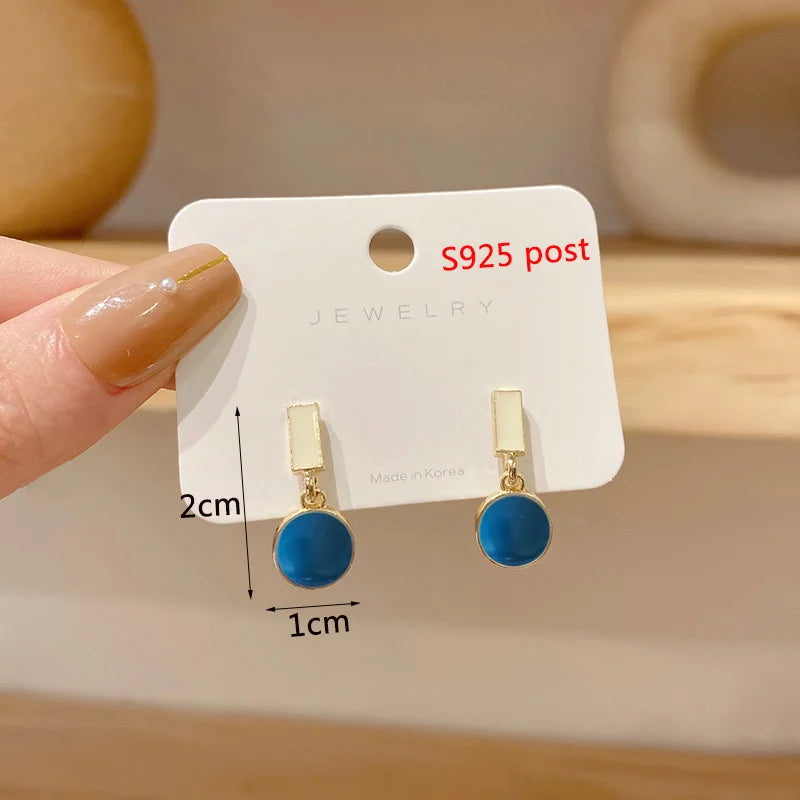 Blue Geometric Butterfly Dangle Earrings