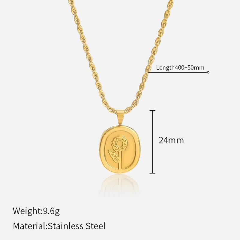 French Vintage Star & Moon Pendant Necklace - 316L Stainless Steel Chain