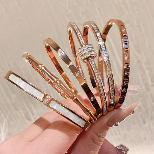 Stainless Steel Titanium Steel Star Bangle Bracelet