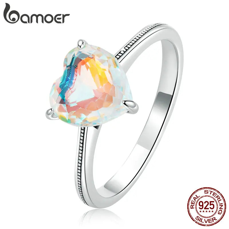 BAMOER Sparkling Heart Eternity Ring - 925 Sterling Silver