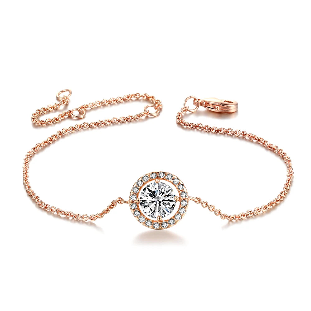 Rose Gold Cubic Zirconia Charm Bracelet
