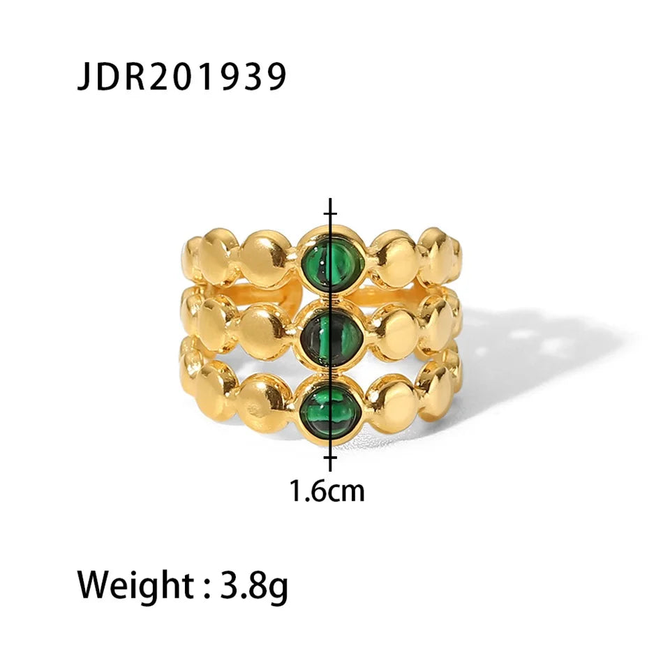 Waterproof Natural Stone Stainless Steel Ring