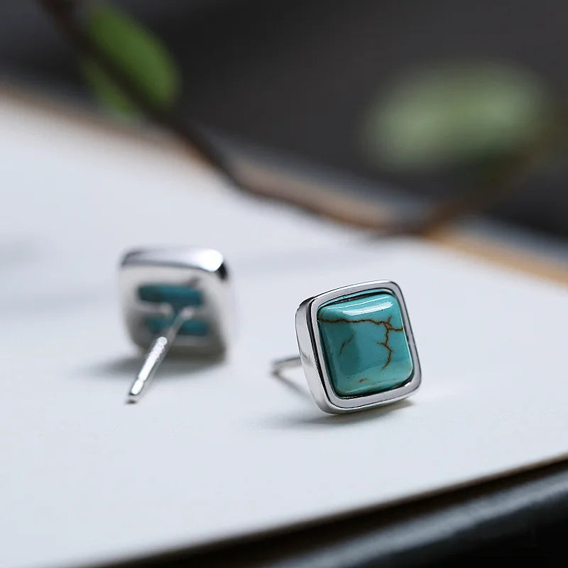 925 Sterling Silver Geometric Stud Earrings