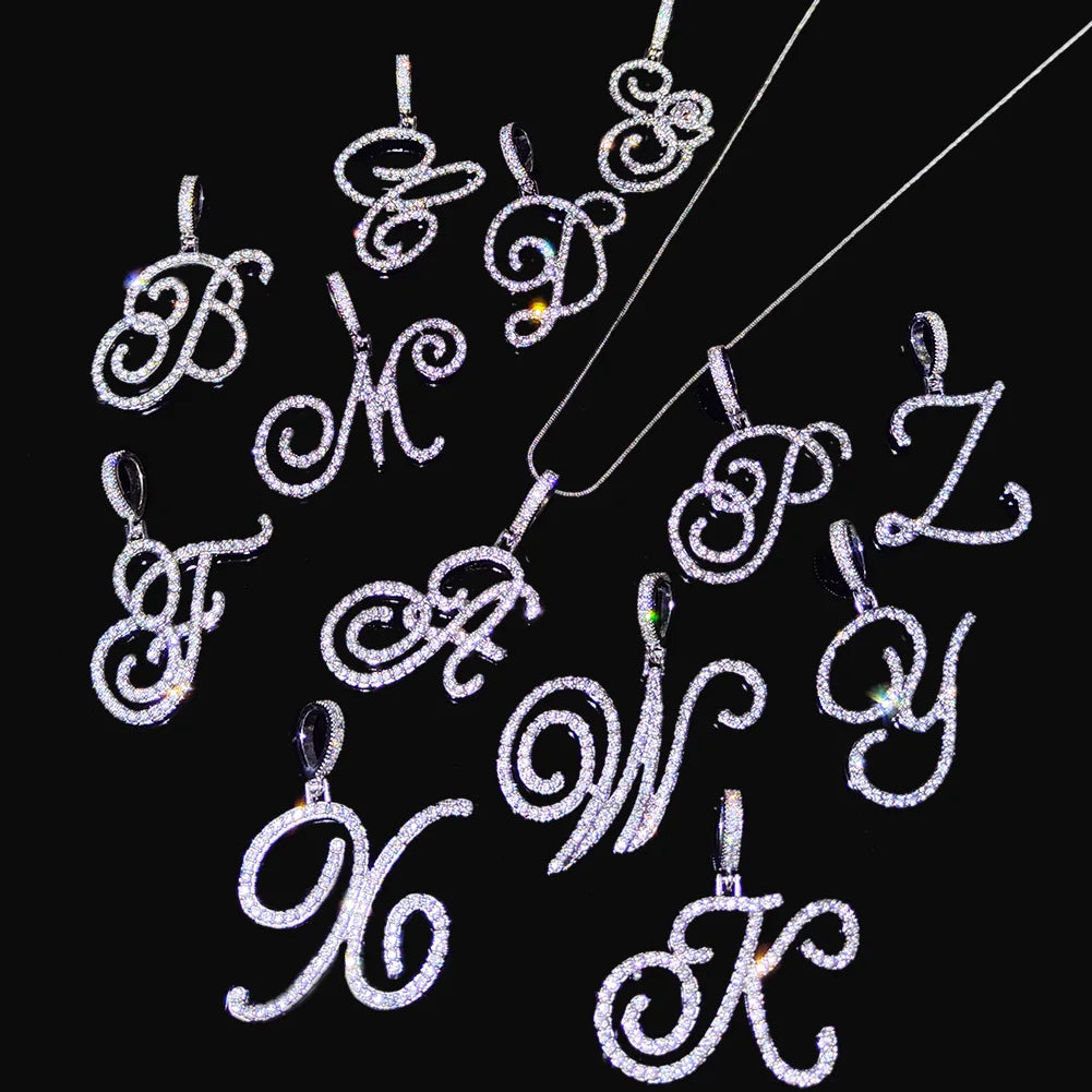 A-Z Cursive Initial Letter Necklace - Minimalist Rope Chain Pendant