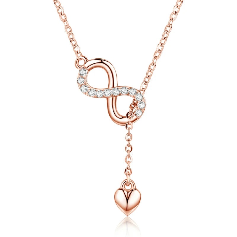 BAMOER 925 Sterling Silver Infinity Love Necklace - Romantic Pendant