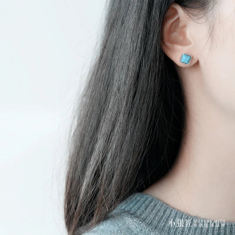 925 Sterling Silver Geometric Stud Earrings