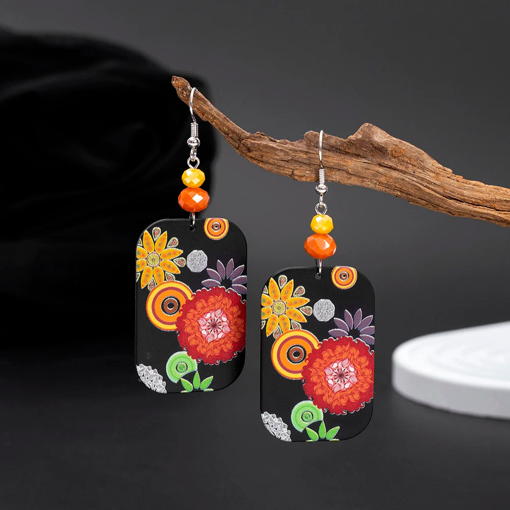 Acrylic White Flower Statement Earrings