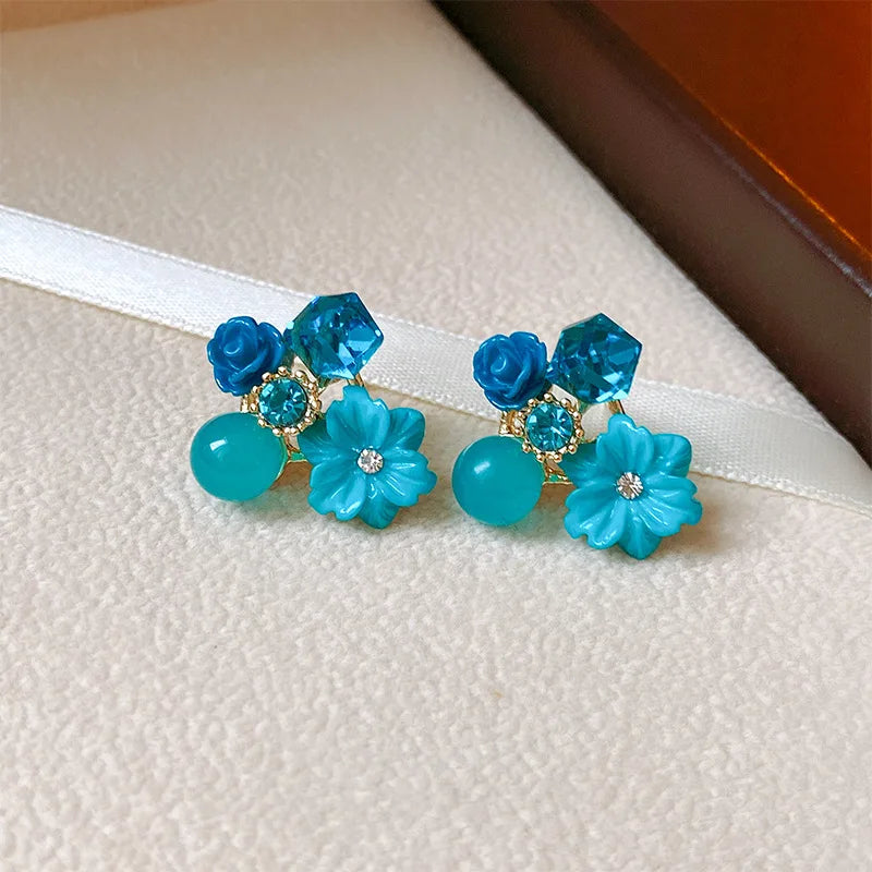 Blue Geometric Butterfly Dangle Earrings