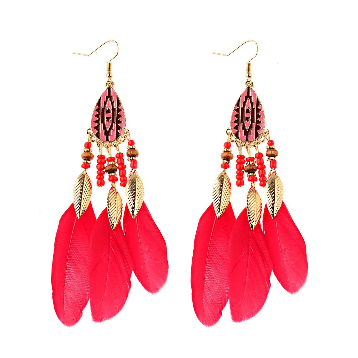 Boho Dream Catcher Feather Tassel Earrings