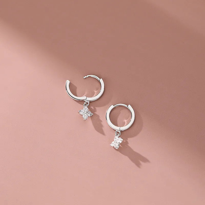 925 Sterling Silver Floral Zircon Earrings