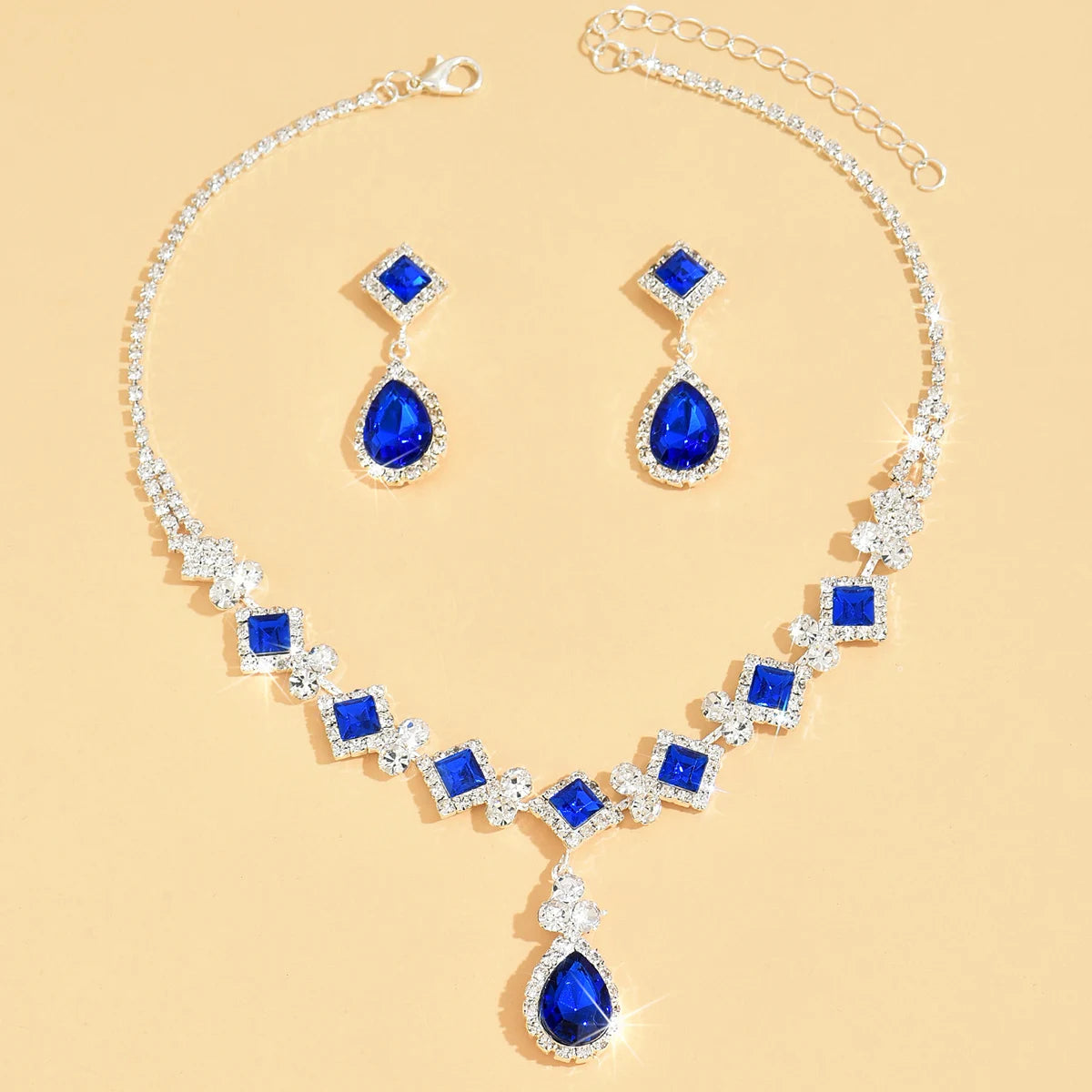 3-Piece Geometric Droplet Jewelry Set - Necklace & Earrings