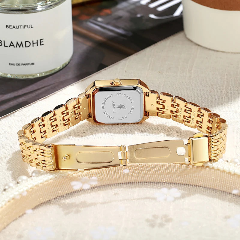 Square Quartz Women's Watch - Stainless Steel Fashion Wristwatch