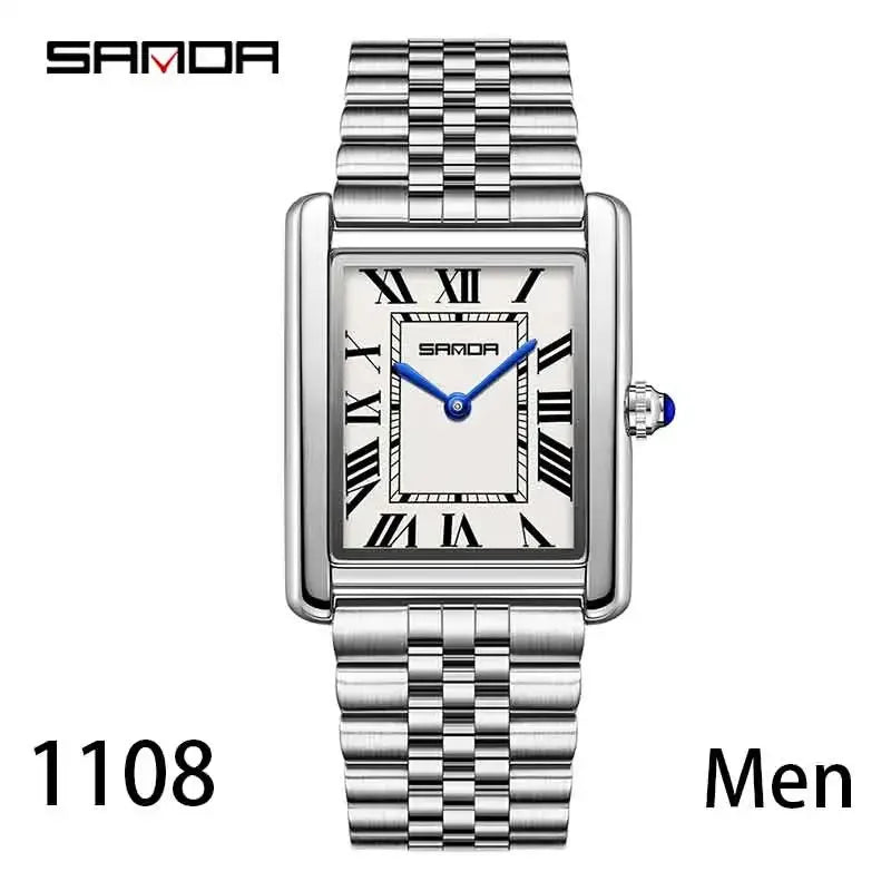 SANDA Couple Tank Quartz Watch - Waterproof Square Dial Set